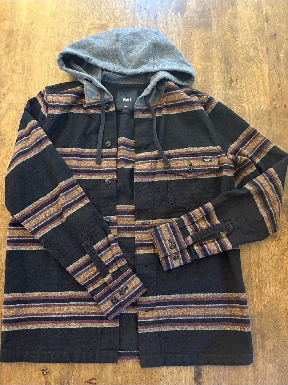 Vans Camping Rug Hooded Striped button up hoodie
